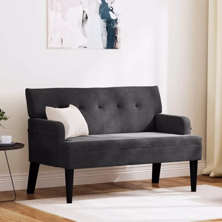 Panca Chesterfield vidaXL in velluto nero con struttura in legno L: 112 cm, P: 65,5 cm, H: 75 cm