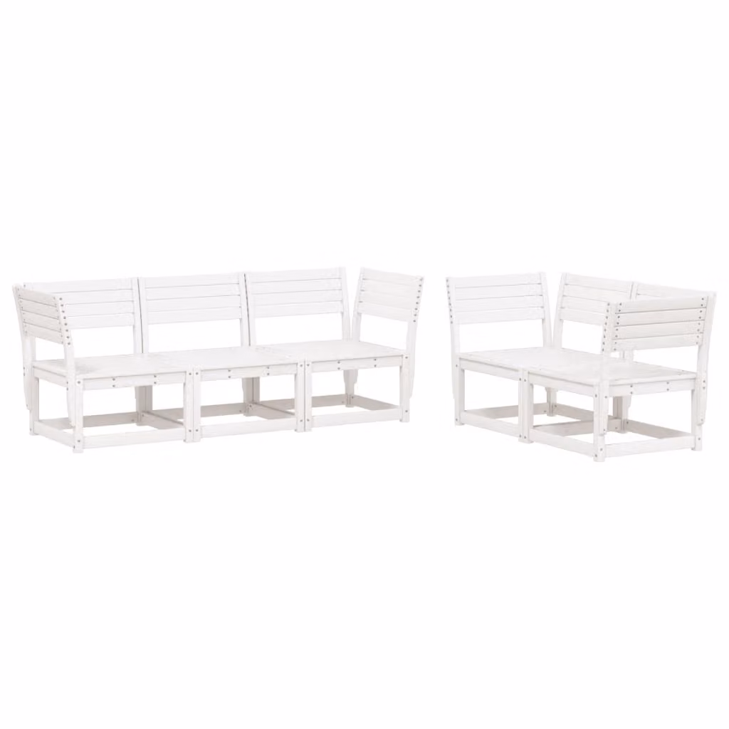 Set Salotto da Giardino 5 pz Bianco in Legno Massello di Pino