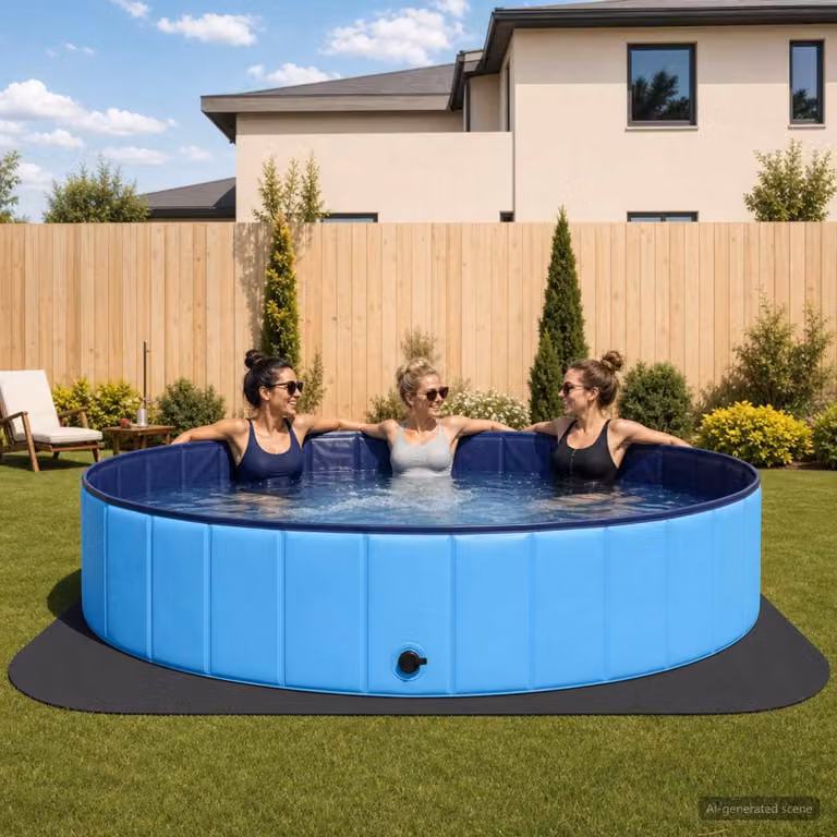 Tappetino protettivo per piscine, confezione da 49 pezzi, diametro 408 cm, forma circolare, materiale: schiuma EVA, colore: nero