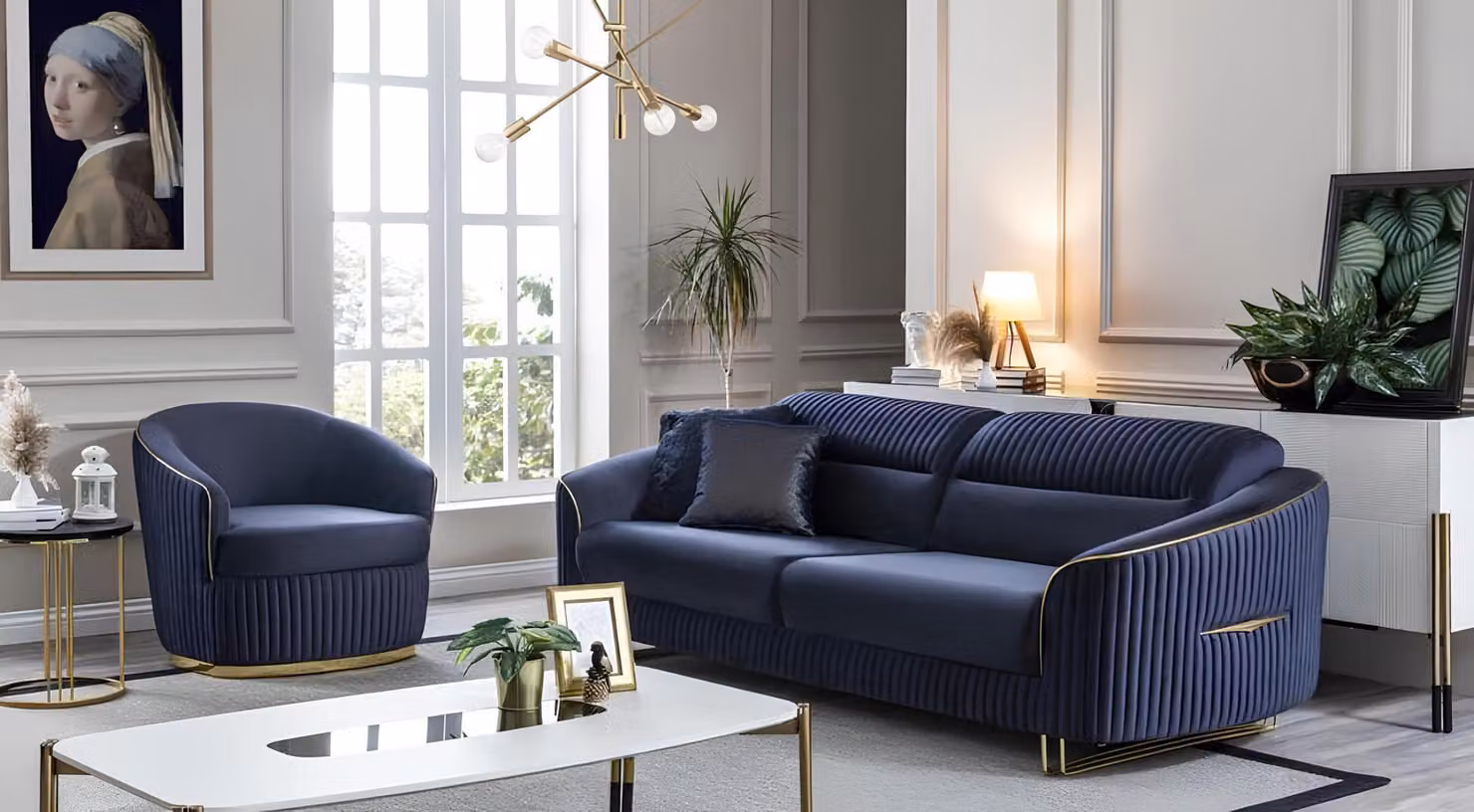 Sofagarnitur 3+1 Sitzer Möbel Modern Set Design Sofa 2tlg. Stoff Couch