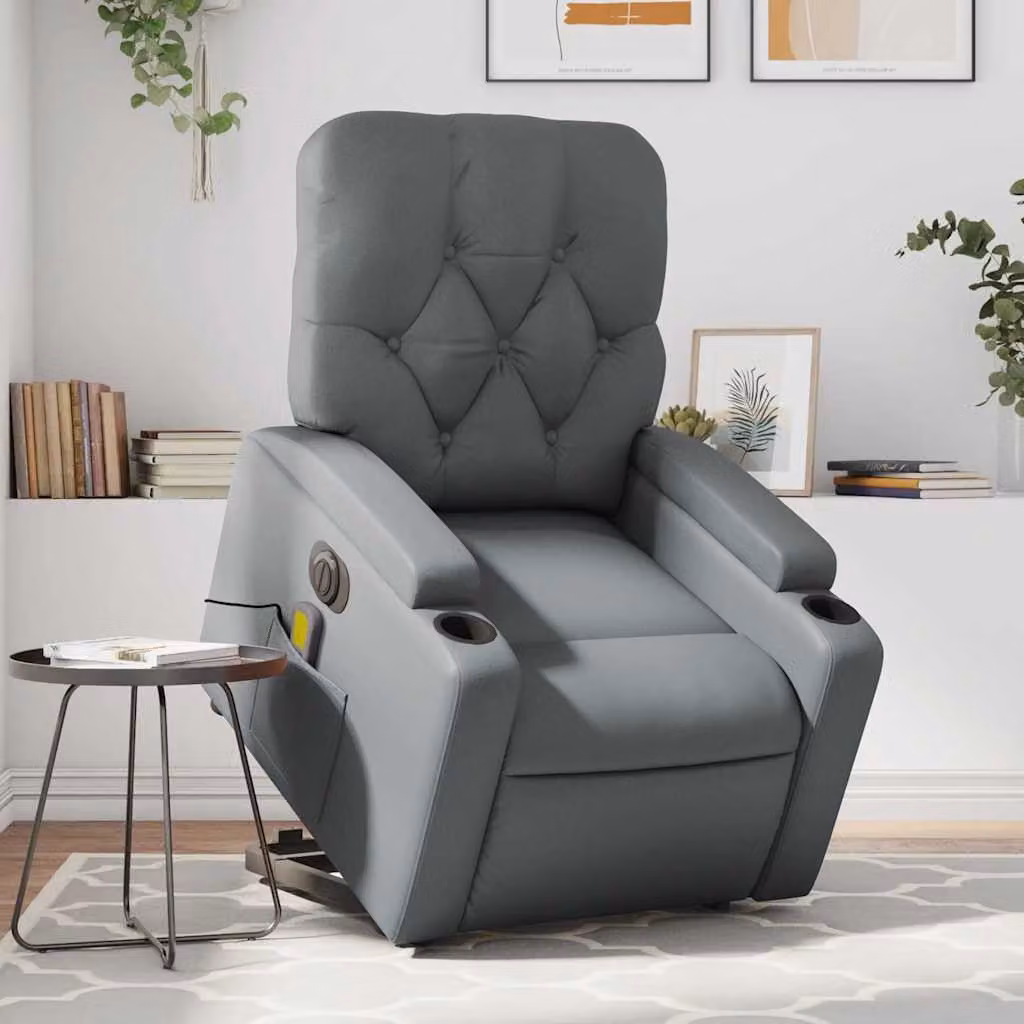 Poltrona Alzapersona Elettrica Reclinabile vidaXL in Similpelle Grigio – 1