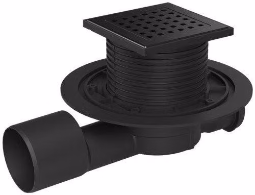 Sgocciolatoio da pavimento Chud?j, nero su tutta la superficie, D50/75, griglia in acciaio inossidabile GATE nera, G1 427 A C