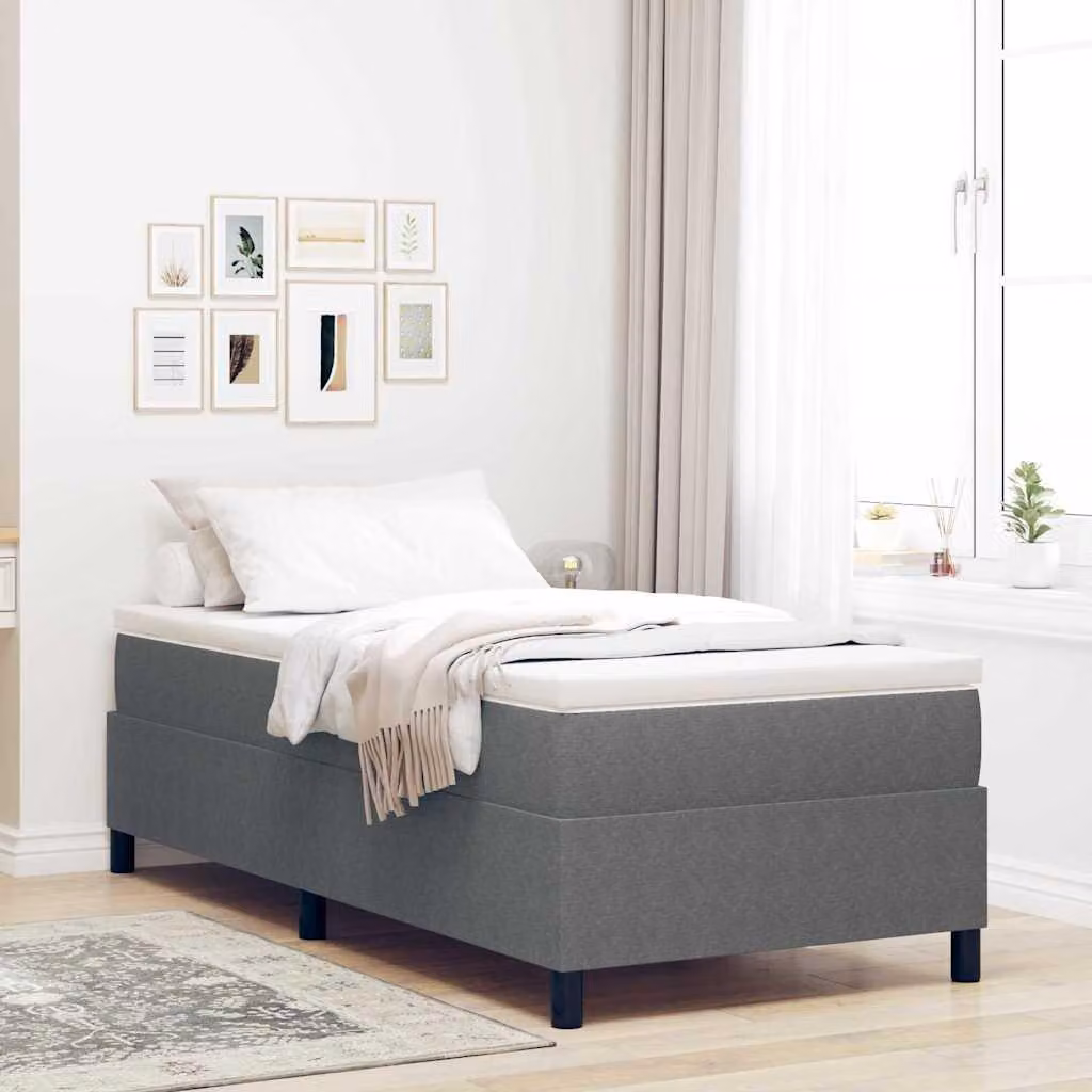 Maison Exclusive - Letto boxspring grigio chiaro e bianco 100 x 200 cm in tessuto di velluto a coste