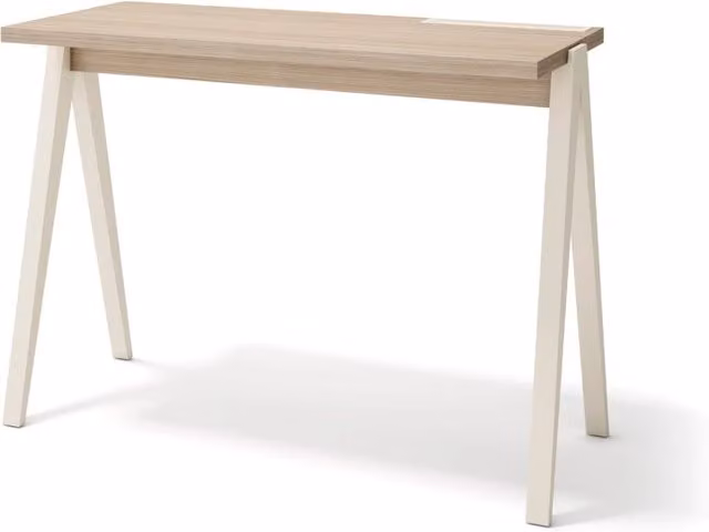 Scrivania Herdasa effetto noce chiaro gambe faggio in beige 75x107x49