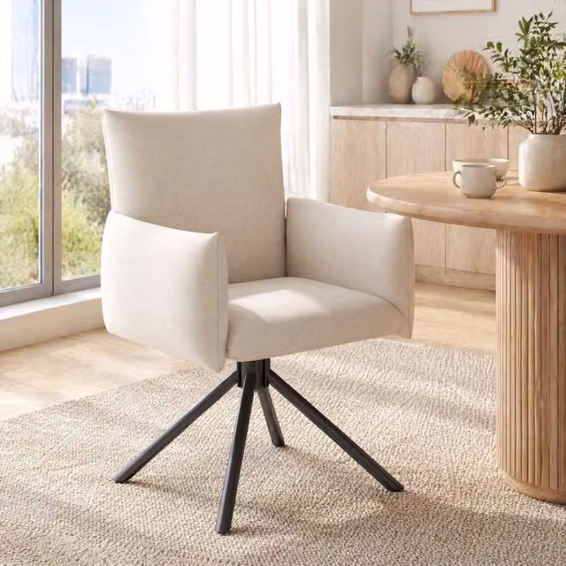 Set di 2 sedie da sala da pranzo 60x60x88 cm beige girevoli in velluto
