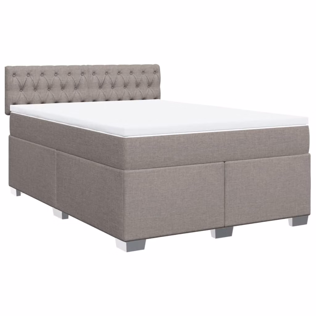 vidaXL Giroletto a Molle con Materasso in Tessuto Tortora L/P/H: 140 x 190 cm