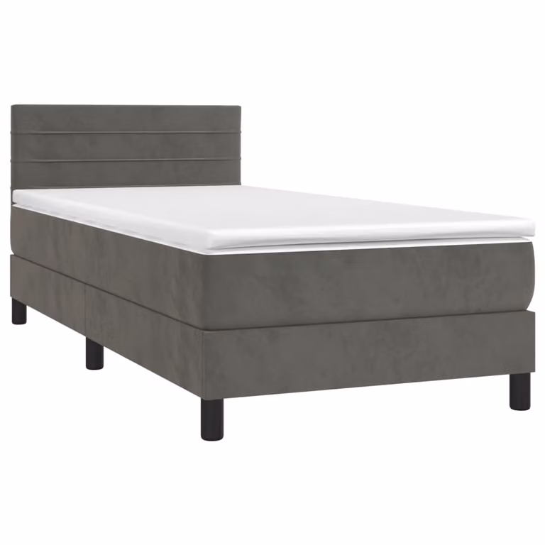 Giroletto a Molle con Materasso Grigio Scuro 90x200 cm Velluto