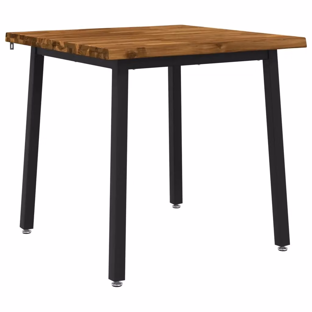 Tavolo da pranzo rettangolare moderno vidaXL in legno di acacia massello con bordo naturale, marrone e nero, L 80 cm x P 80 cm x H 75 cm – 2