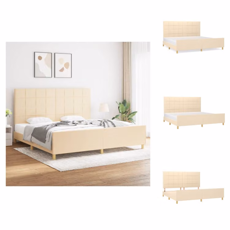 vidaXL Struttura letto con testiera in tessuto crema 200x200 cm - Letti e strutture letto