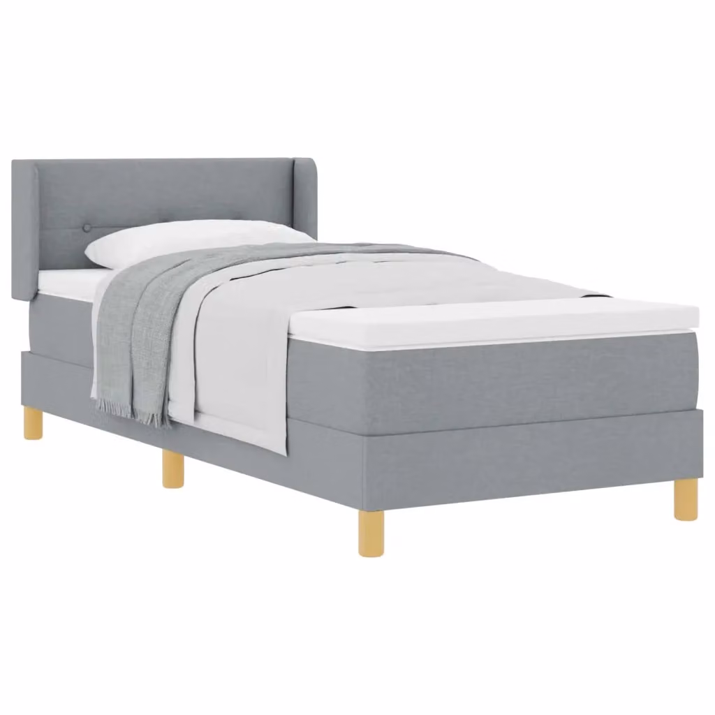 Letto a molle con testiera vidaXL in tessuto grigio, L/P: 200 x 90 cm – 2