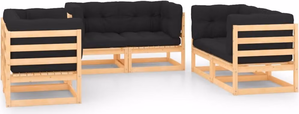 Maison Exclusive - Set Divani Giardino 6 pz con Cuscini in Legno Massello di Pino