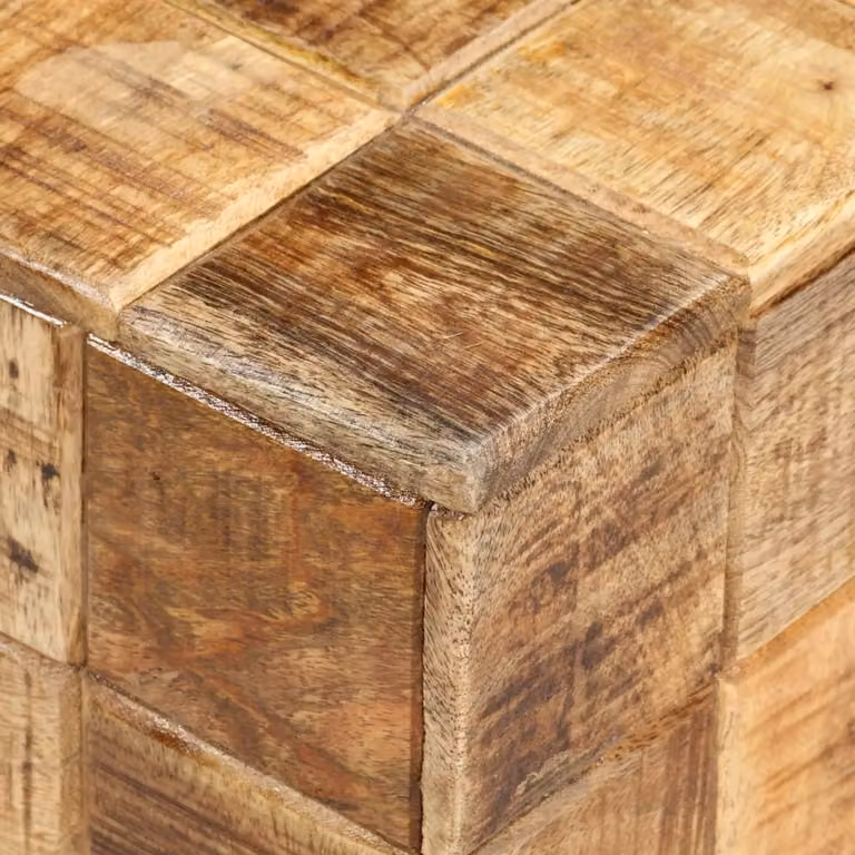 Tavolini 2 pezzi in design a blocchi Legno massiccio di mango grezzo