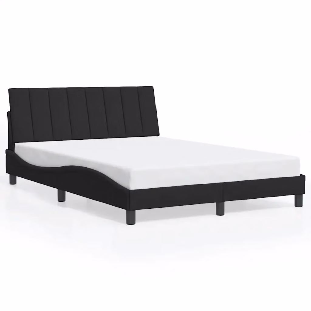 Giroletto senza materasso Hanko vidaXL in velluto nero con doghe in legno 120 x 200 cm – 2