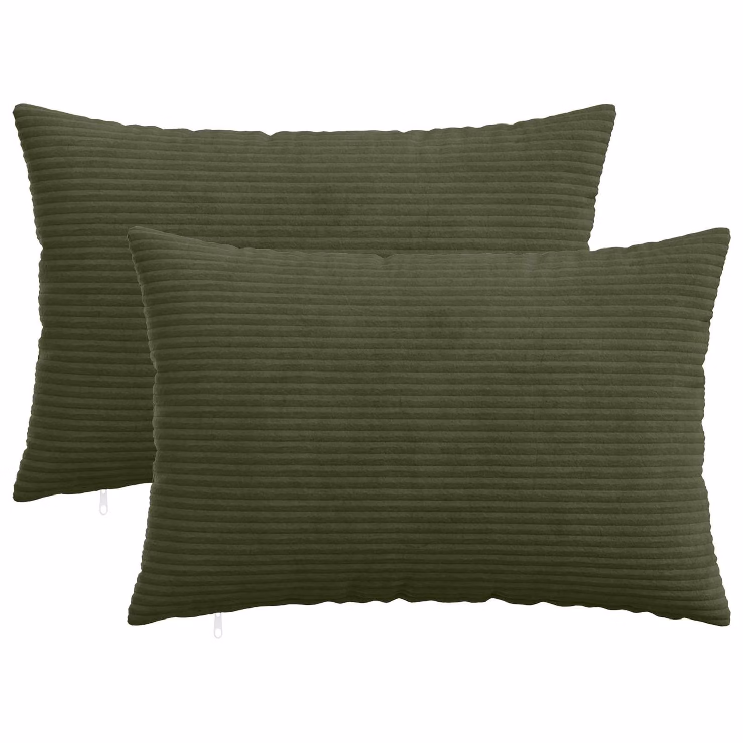 Set di 2 federe vidaXL HEERLEN in velluto a coste verde, L 40 cm x P 60 cm