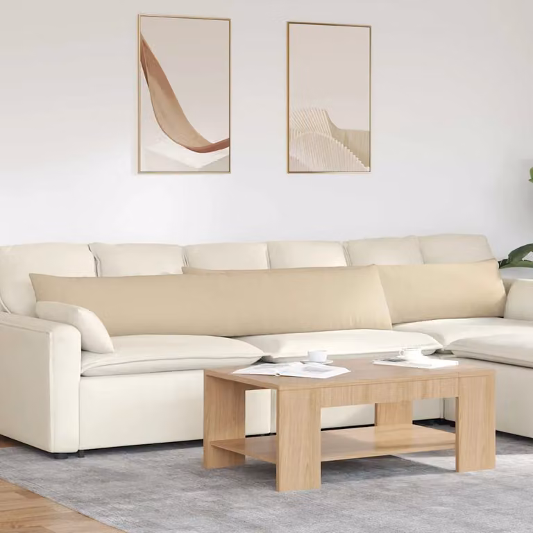 Set di 2 cuscini da divano vidaXL in tessuto beige con rivestimento rimovibile, L 200 cm x P 40 cm x H 40 cm