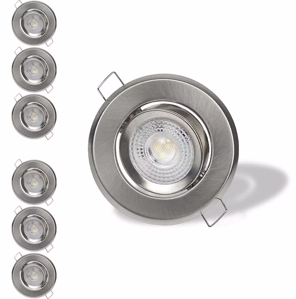 Set di 6 faretti LED da incasso, 7W, 6000K, dimmerabili, grado di protezione IP44, finitura cromata