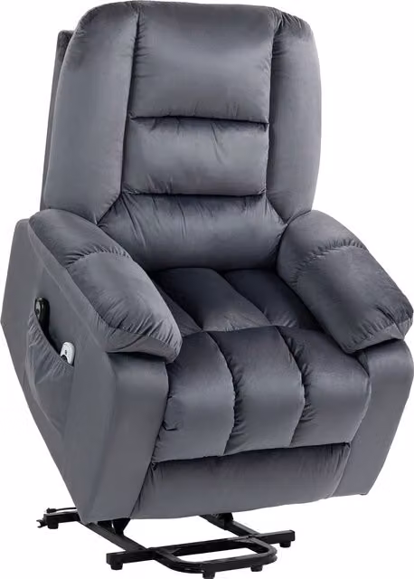 Poltrona sollevatore elettrica reclinabile HOMCOM con massaggio vibrante, colore grigio, L 85 x P 94 x H 107 cm