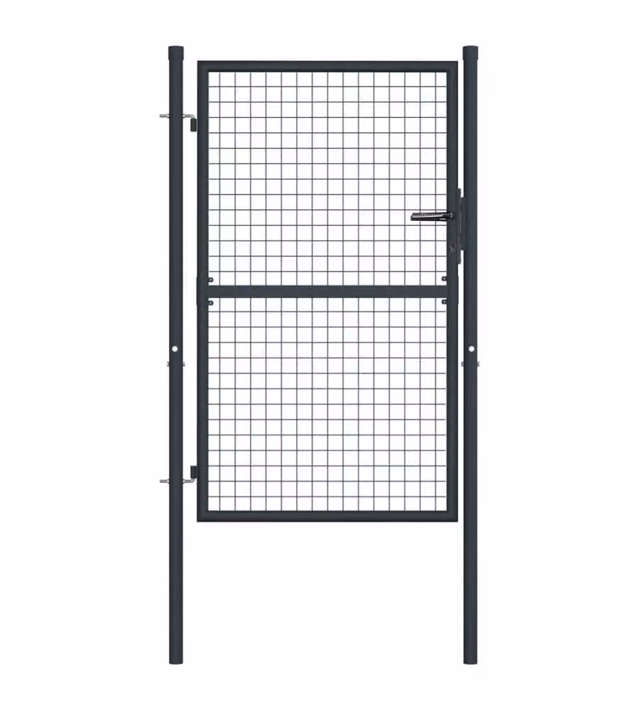vidaXL Cancello a Battente in Acciaio Zincato Grigio L: 100 cm, H: 125 cm – 2
