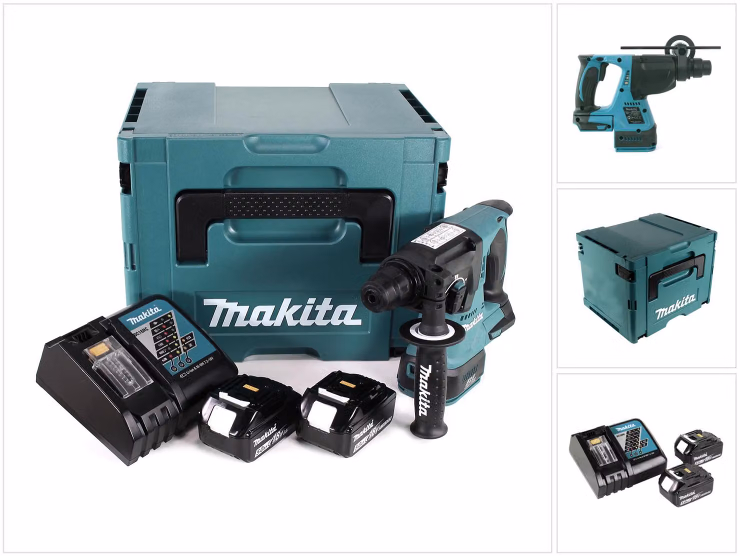 Trapano a percussione a batteria Makita DHR 242 RTJ 18V 2.0J SDS-plus Brushless + 2x batteria ricaricabile 5.0Ah + caricabatterie + Makpac