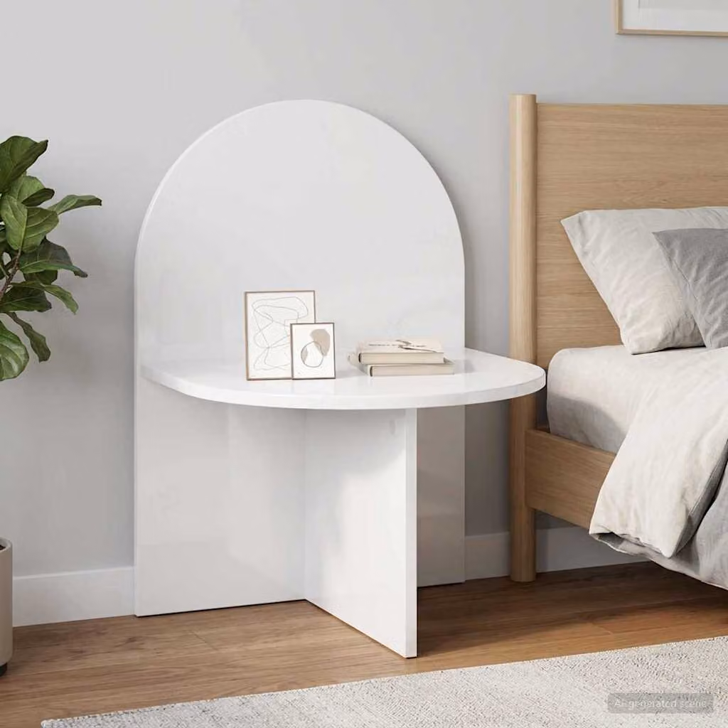 Comodino moderno vidaXL Bianco lucido in legno ingegnerizzato L: 48 cm, P: 49 cm, H: 65 cm