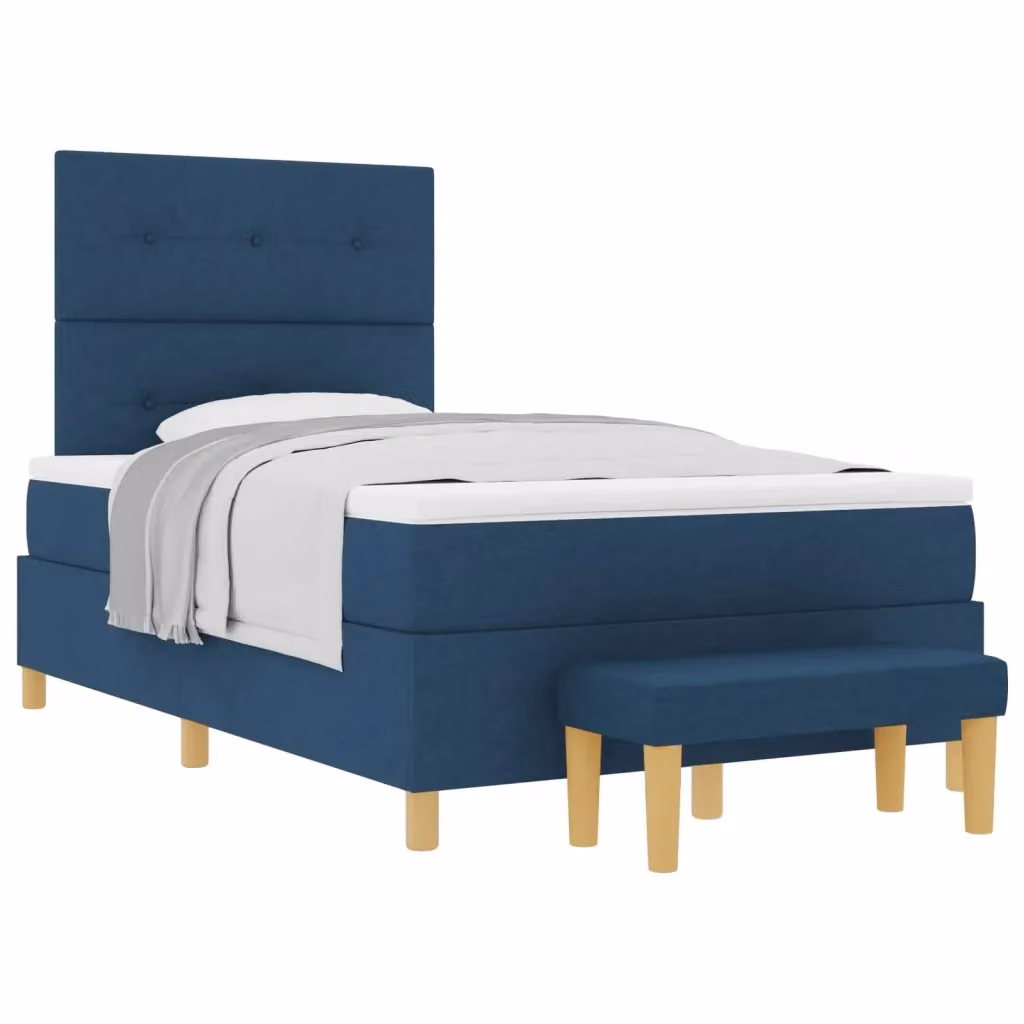 Letto a molle con testiera vidaXL in tessuto blu L: 200 cm, P: 120 cm, H: 128 cm – 2
