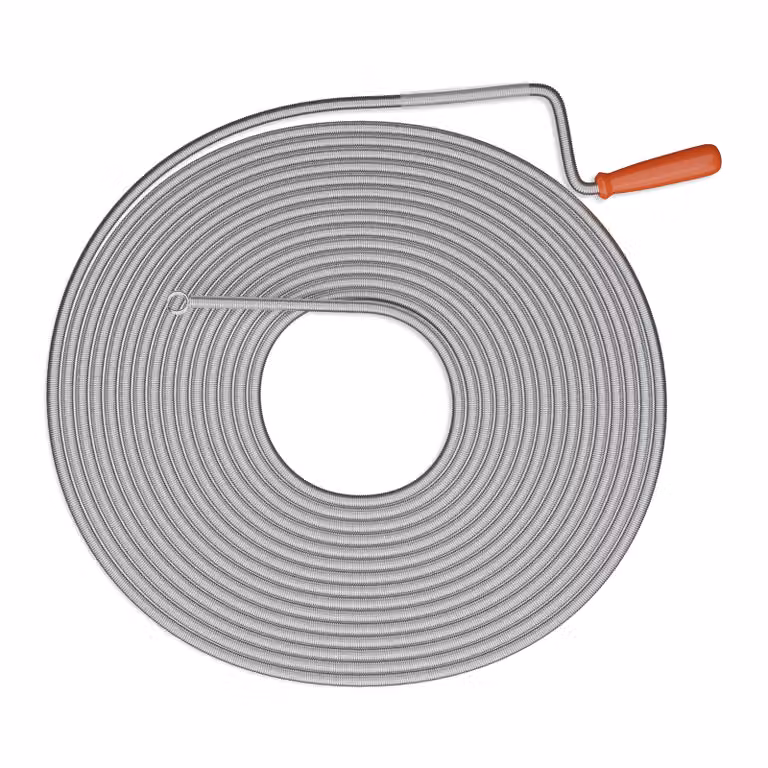 Relaxdays Spirale per la pulizia delle tubature 15 m, per lavandini, WC, docce, vasche da bagno, spirale per lo sblocco degli scarichi, acciaio, argento/rosso