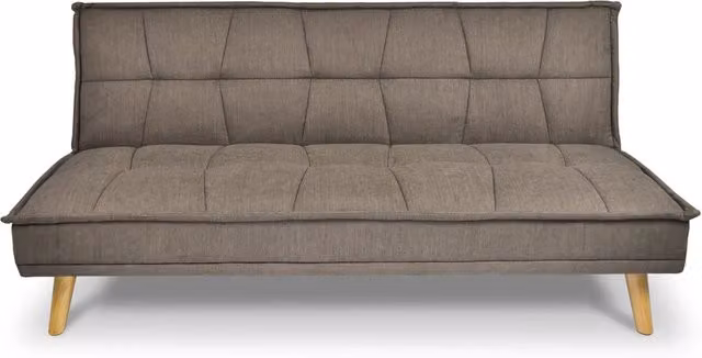 Divano letto clic clac in tessuto vellutato marrone, divano 3 posti - Bart - DL-BA09FBC