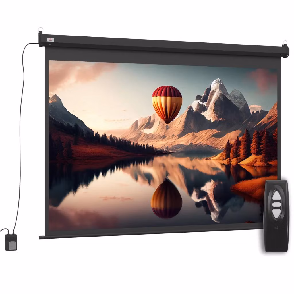 Schermo per proiettore motorizzato elettrico Minimal 84 pollici 4:3 4K HD bianco L: 200 cm, H: 150 cm – 2