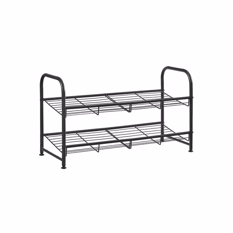 Scarpiera a 2 Ripiani Scaffale Impilabile Nero | SONGMICS