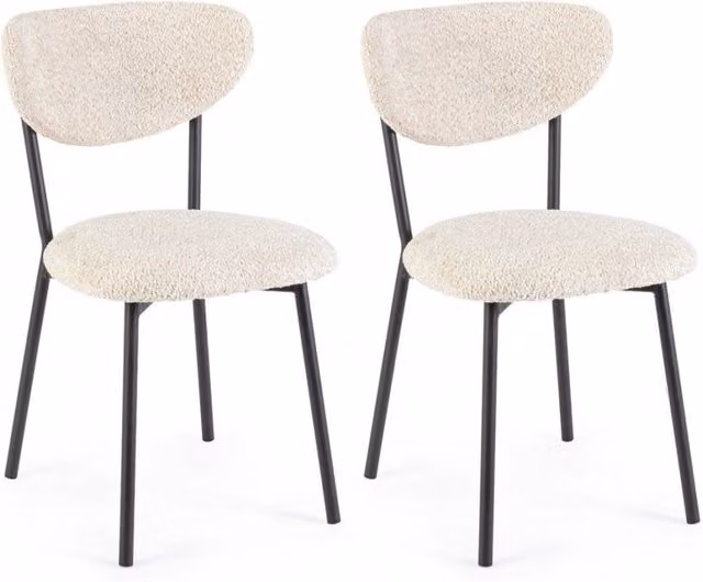 Set di 2 sedie Ludmilla GIORDANOSHOP in tessuto bouclé beige L 47 x P 50 x H 77,5 cm