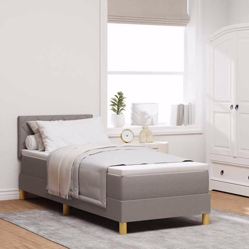 Maison Exclusive - Letto con materasso boxspring e testiera Taupe 80 x 200 cm tessuto