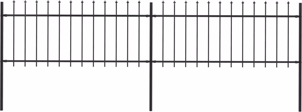 Recinzione da Giardino con Punta a Lancia in Acciaio 359x80 cm Nero