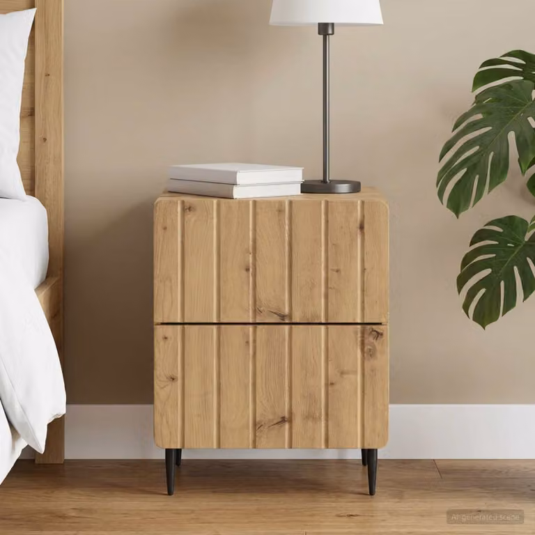 Armadio da Notte Moderno vidaXL in Legno e Metallo Marrone L: 43 cm, P: 34,5 cm, H: 49,5 cm