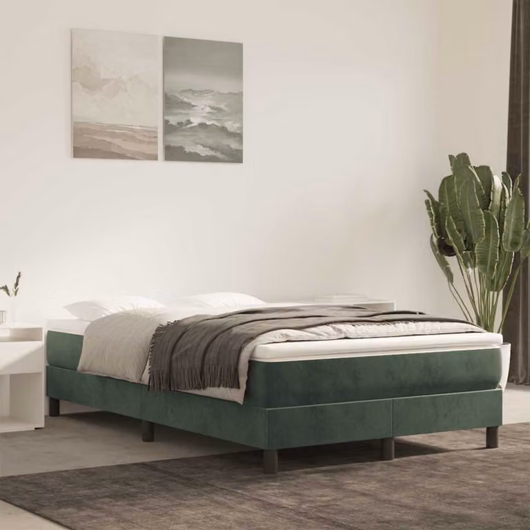 vidaXL Materasso a Molle Insacchettate in Velluto Verde Scuro L/P/H: 120 x 220 x 20 cm