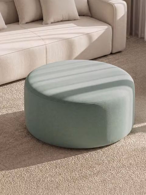 Pouf rotondo Harmony Kenay Home rivestito in tessuto verde menta diametro 90 cm