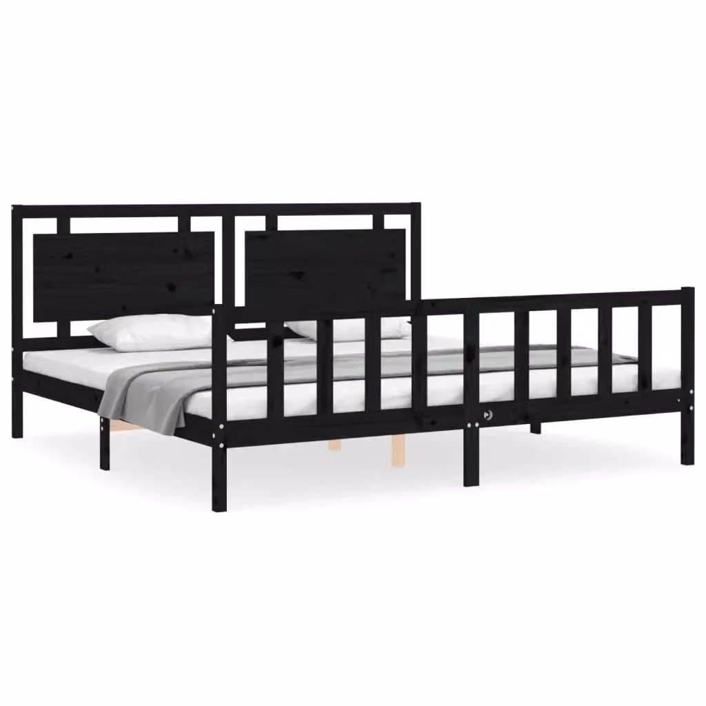 Letto con Testiera in Legno Massello di Pino Nero vidaXL 200x200 cm – 2