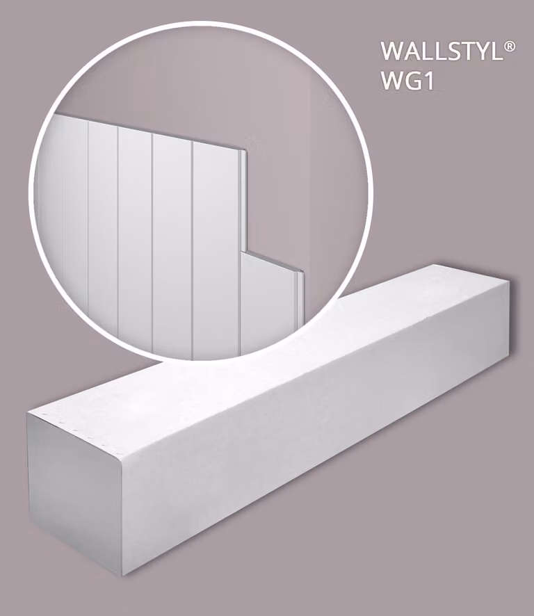 NMC WG1-box WALLSTYL Noel Marquet 1 cartone con 12 strisce decorative Pannello murale stile 3d moderno colore bianco | 2,28 m2