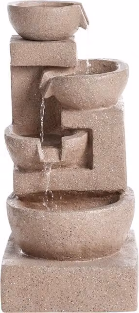 Fontana da giardino in resina marrone chiaro per esterni, design moderno