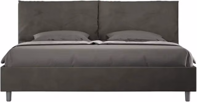 Letto matrimoniale king size con contenitore Appia Large Ityhome imbottito in microfibra grigio 200x200 cm – 1