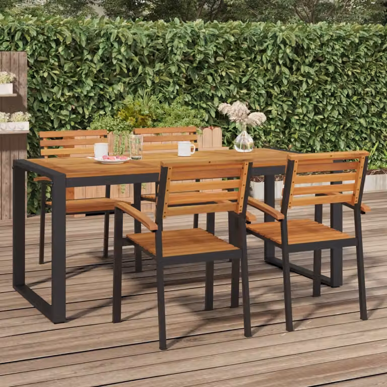 vidaXL Tavolo da Giardino in Legno di Acacia Marrone con Base a Slitta L: 180 cm, P: 90 cm, H: 75 cm