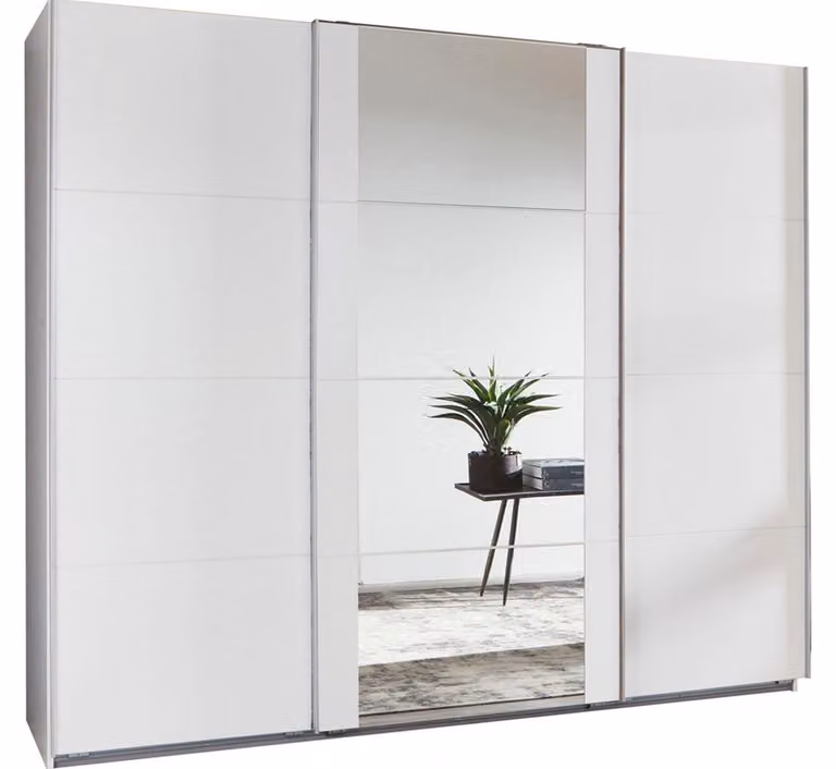 Armadio ad ante scorrevoli Berna Armadio design selezionabile, bianco, 270x64x236cm