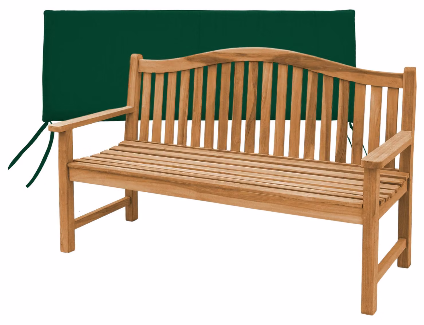 Panca in teak Catania 150cm in legno massiccio resistente alle intemperie + cuscino di seduta verde
