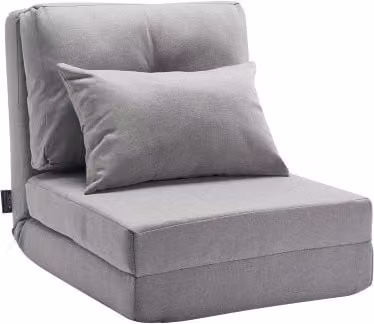 Poltrona Girevole Convertibile VEVOR con Struttura in Metallo e Imbottitura, Divano Letto Pieghevole Regolabile in 5 Posizioni per Soggiorno, Grigio