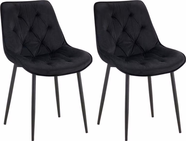 set di 2 sedie da pranzo Velvet - Sedie da cucina - Elevato comfort di seduta | Colore: Nero