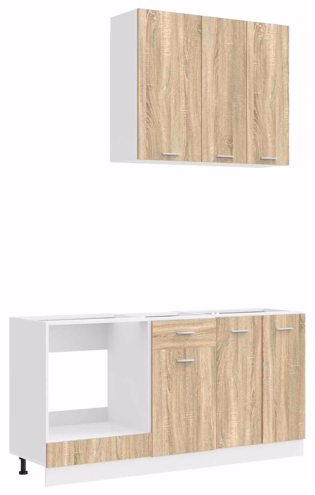 Set da cucina LYON, composto da 5 elementi, realizzato in legno impiallacciato effetto noce Sonoma