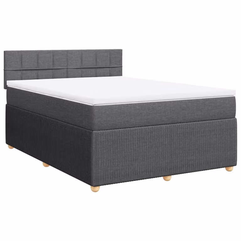 Giroletto a Molle con Materasso Grigio Scuro 140x190 cm Tessuto