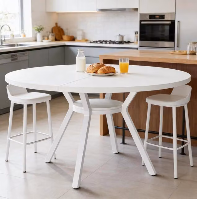 Tavolo da pranzo rotondo 120x120x76 cm bianco - 4-6 persone, cucina e sala da pranzo