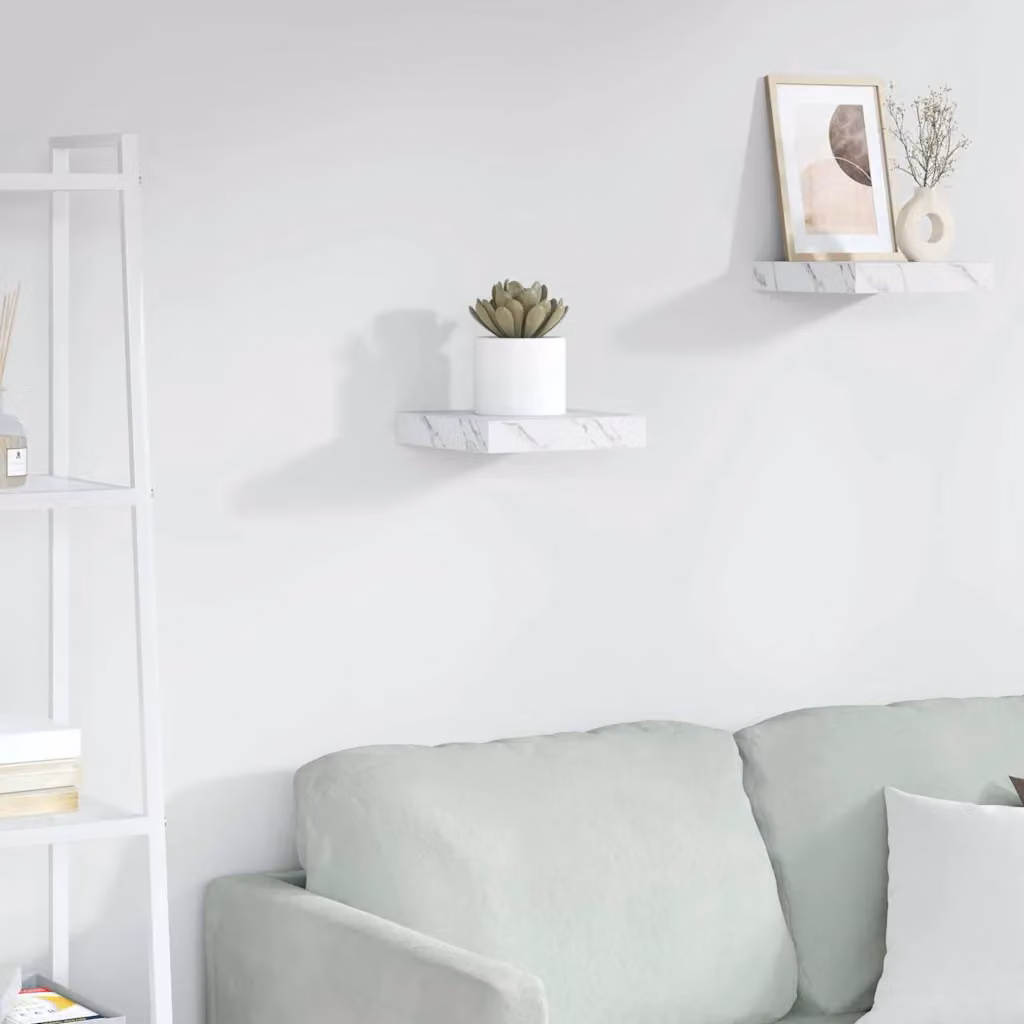 Scaffale da parete vidaXL in marmo bianco con finitura opaca L: 23 cm, P: 23,5 cm, H: 3,8 cm