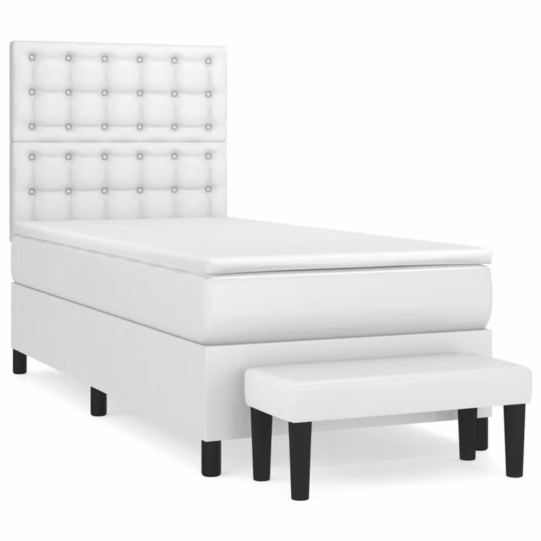 Giroletto a Molle con Materasso Bianco 100x200 cm in Pelle finta