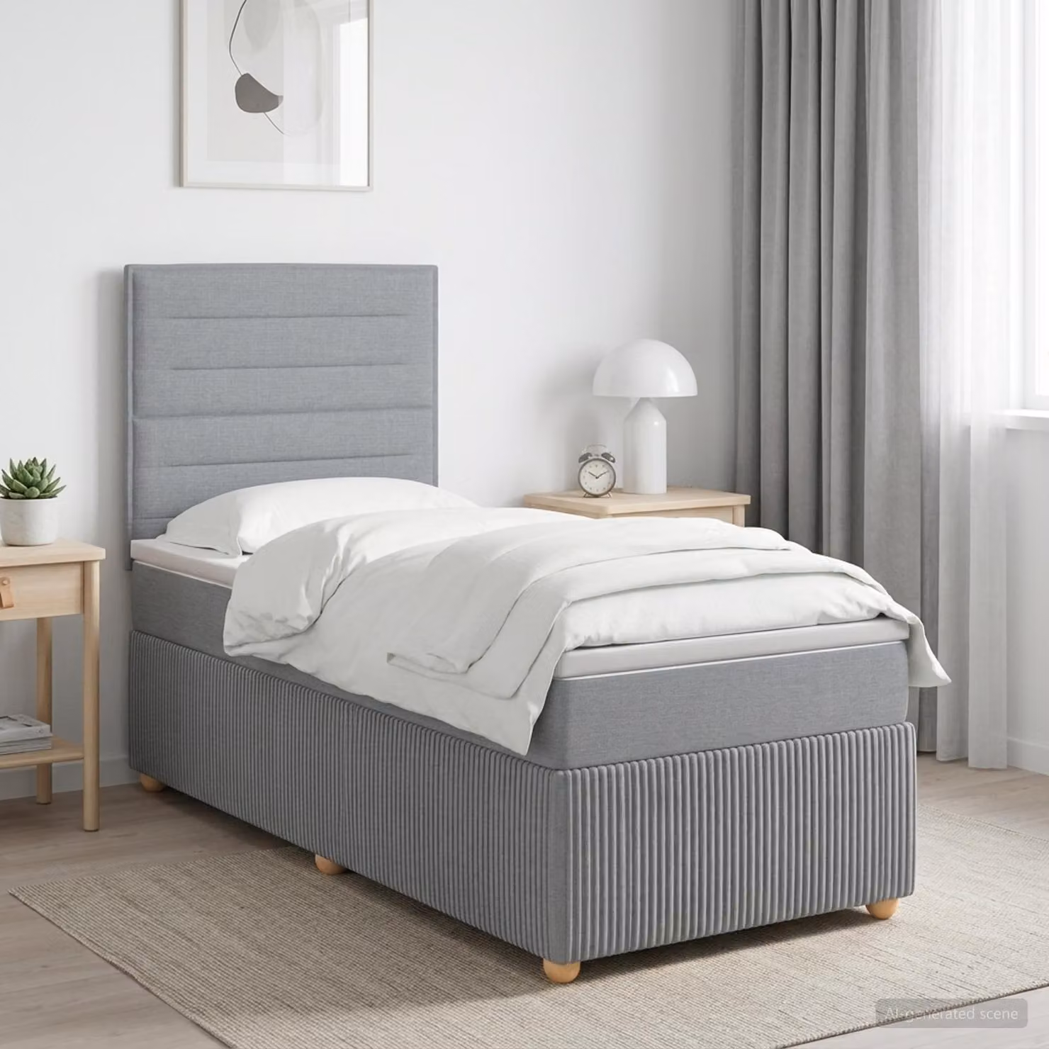 vidaXL Letto box spring con materasso a molle insacchettate Grigio Chiaro e Bianco, L/P/H: 90 x 190 x 140,5 cm